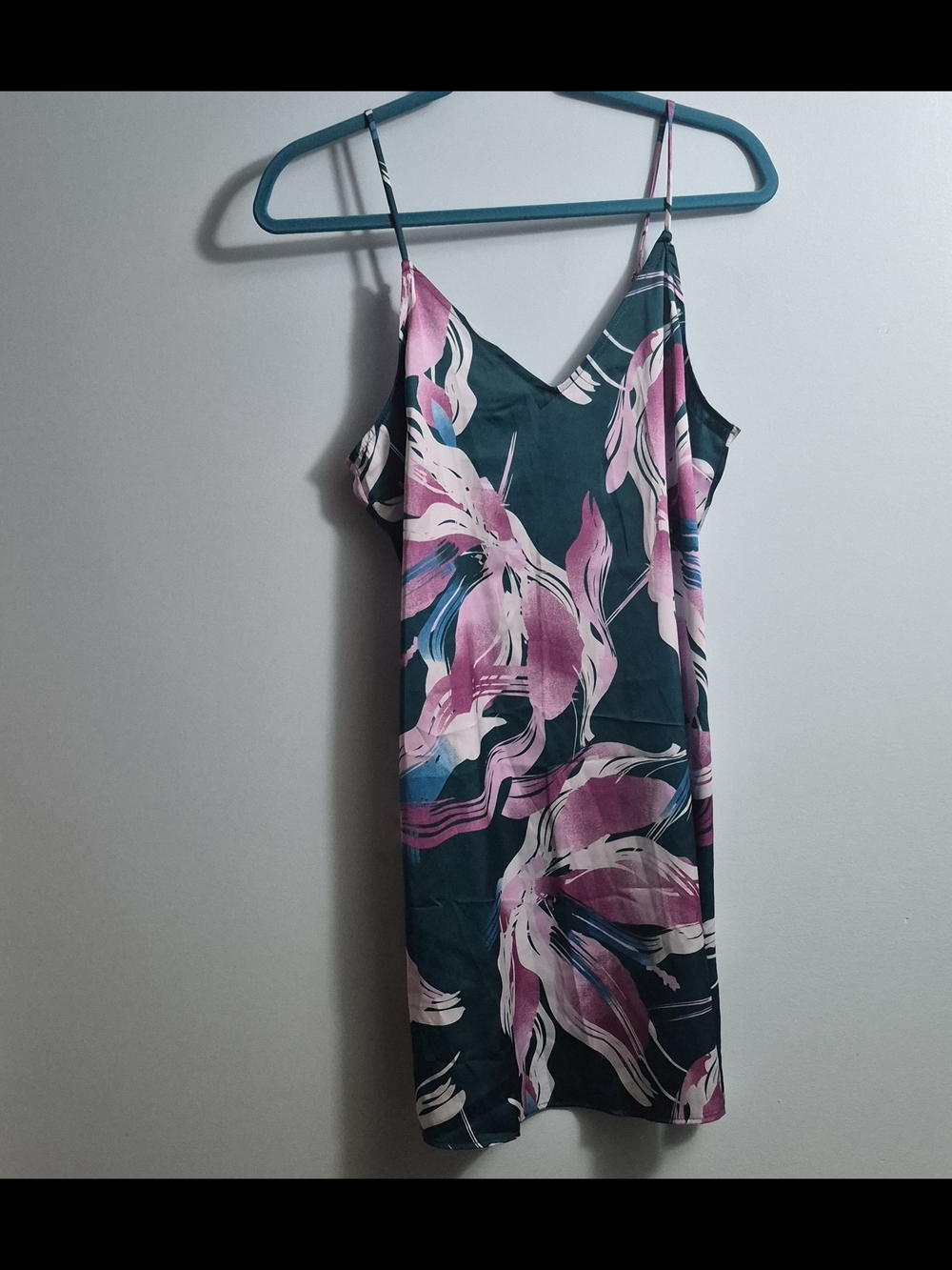 stars above Teal Slip Dress with Pink Floral Print